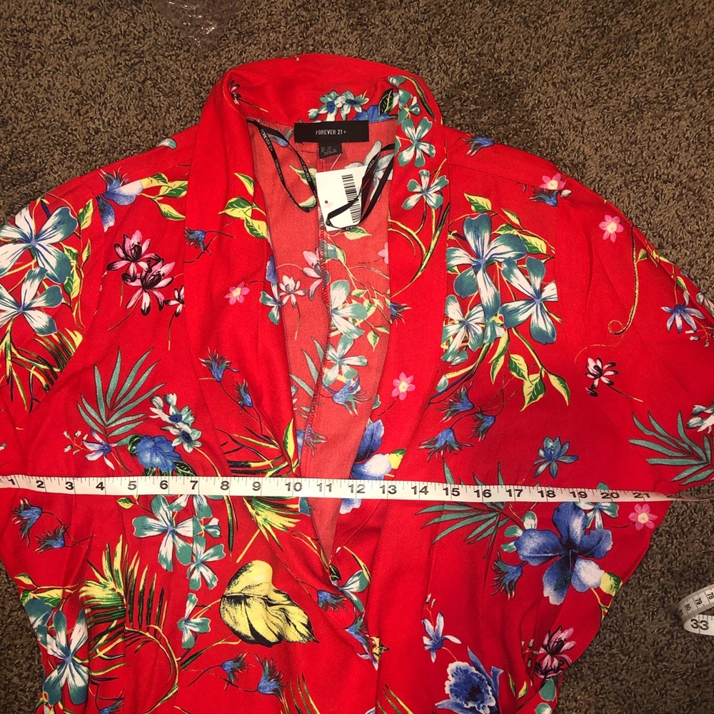 Forever 21 Plus Size Kimono Wrap Cardi LS Floral - Picture 6 of 7